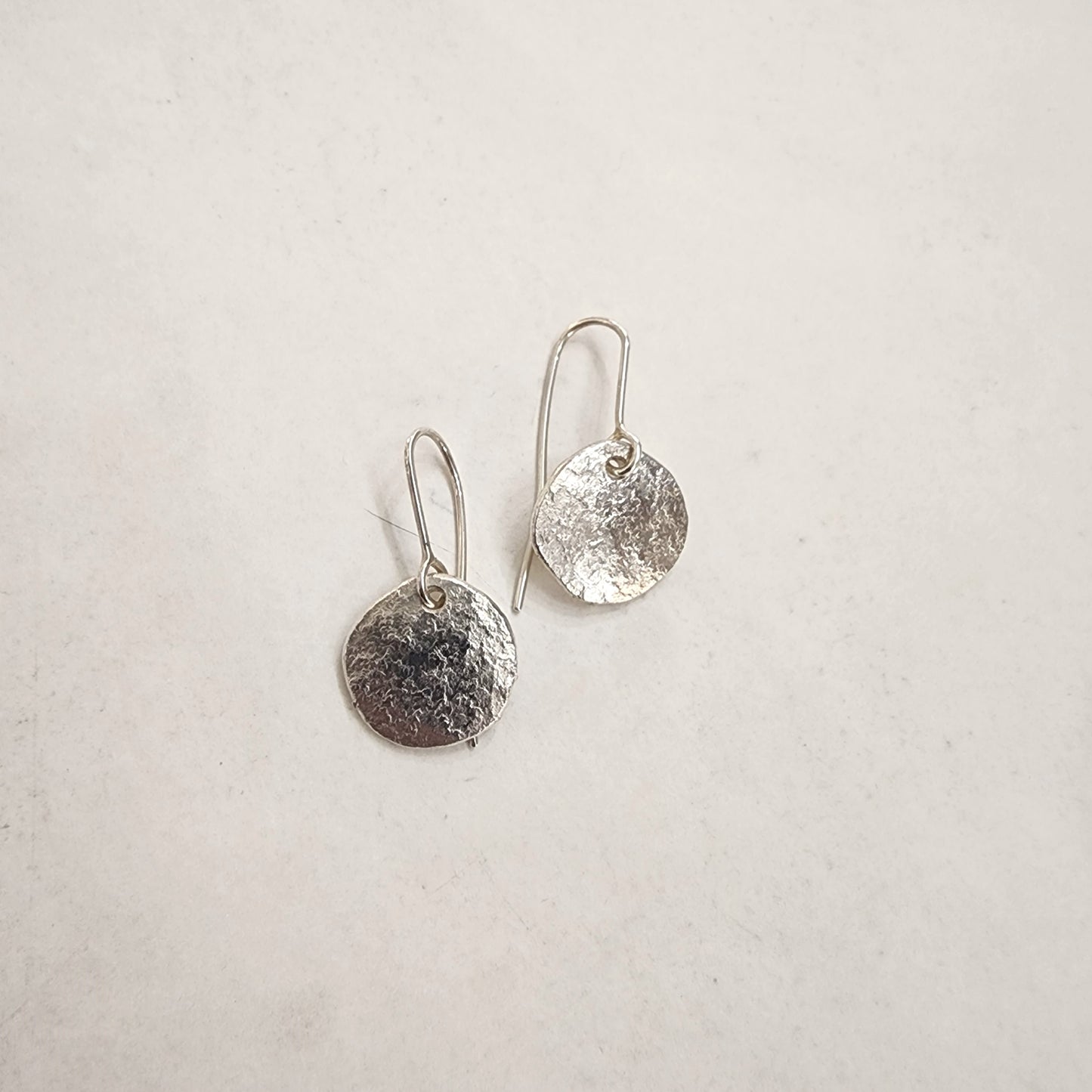 Fine Sterling Silver Forged Dissc Earring