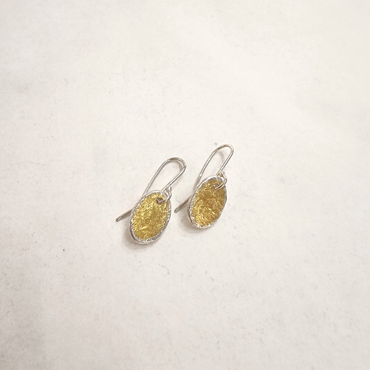 Fine Sterling Silver Oval Earring with 22ct Gold