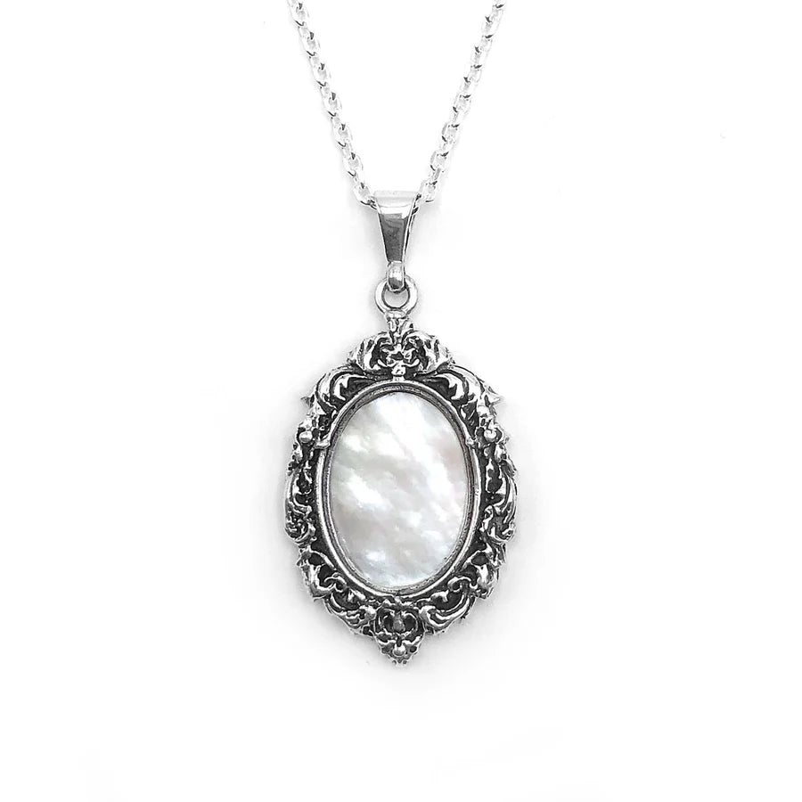 Antique Mirror Pendant - Mother of Pearl