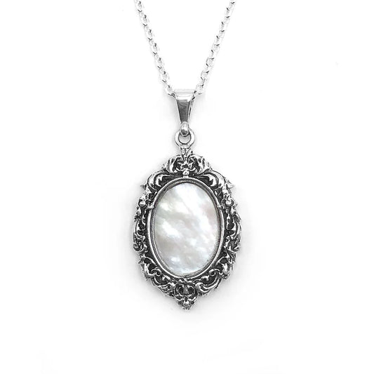 Antique Mirror Pendant - Mother of Pearl