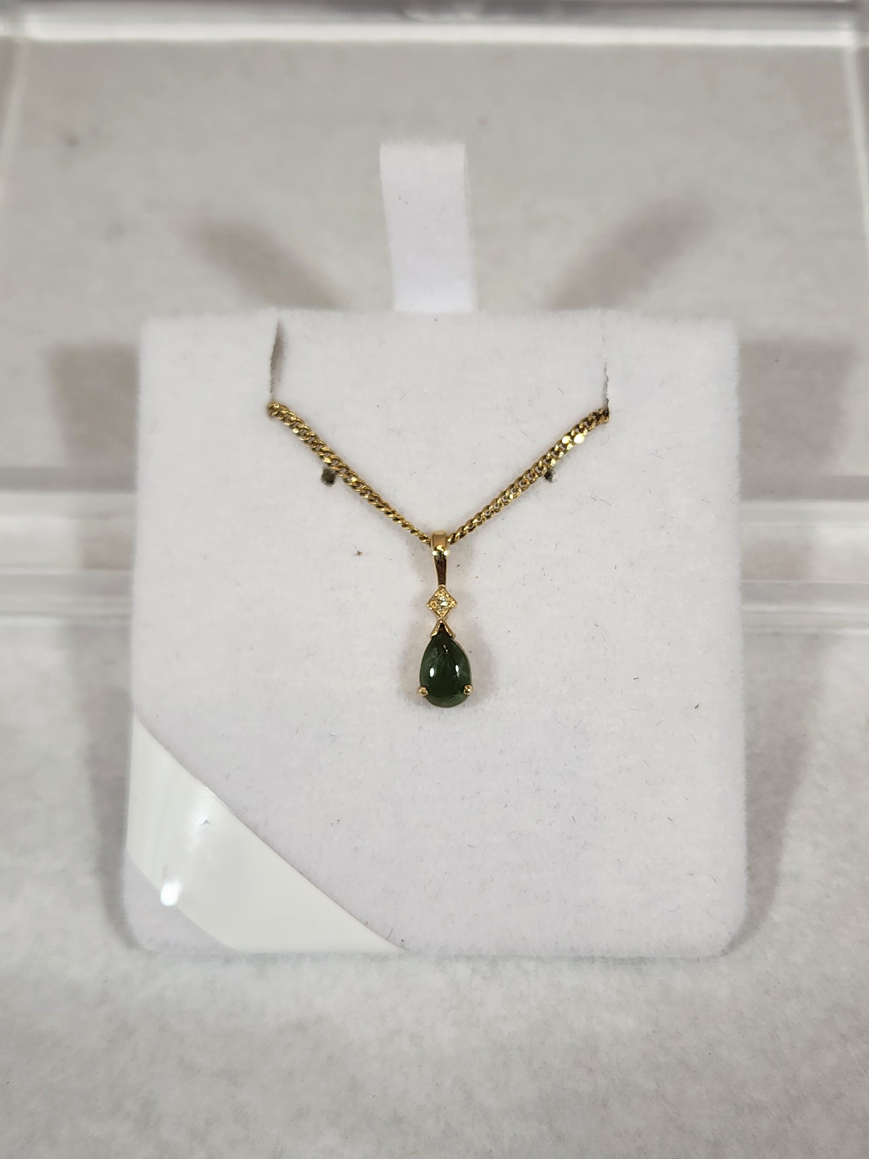 Pounamu Teardrop 9ct with Diamond - Pendant