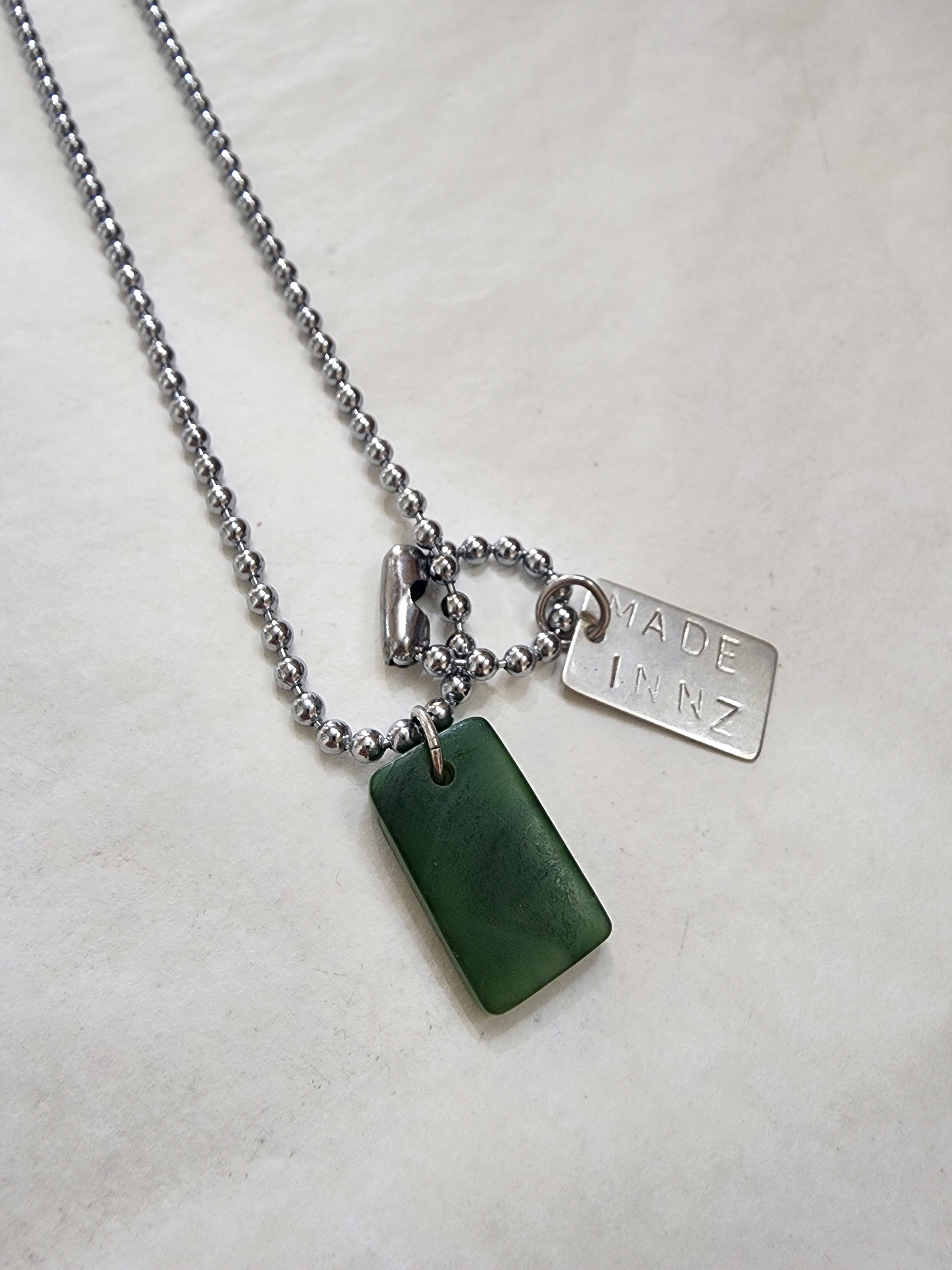 Greenstone Dog Tag Pendant