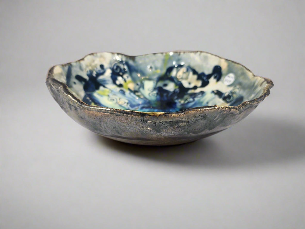 Medium Dark Blue with Mixed Stamps Bowl