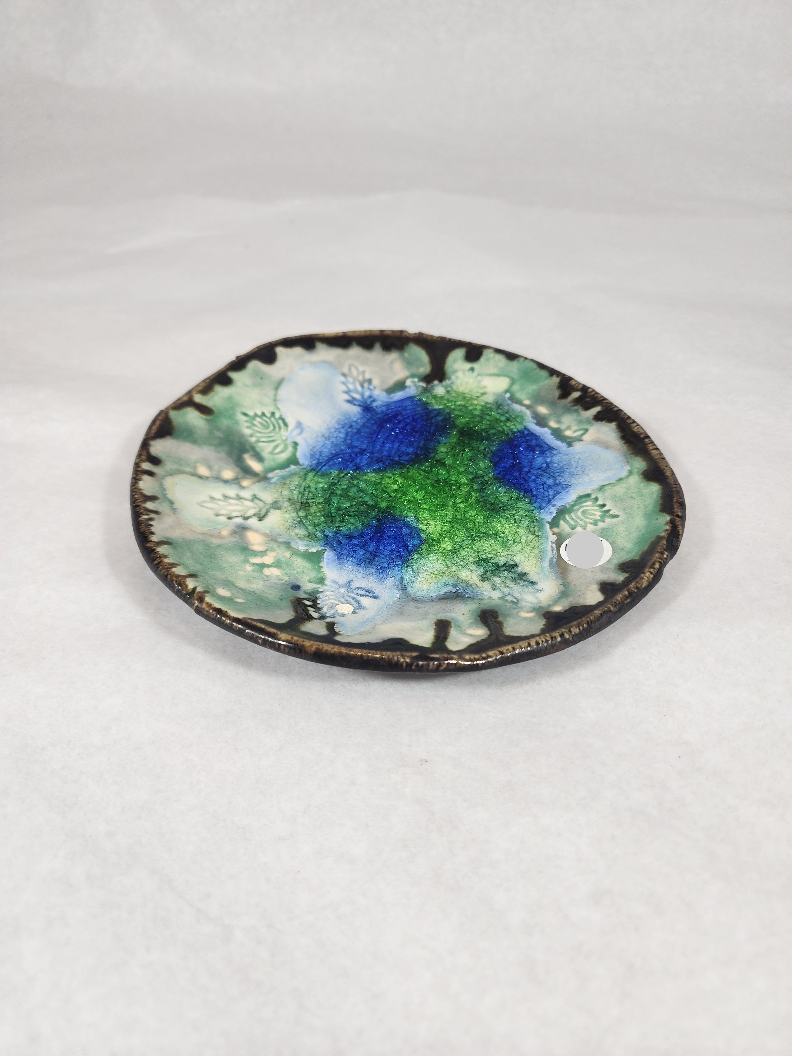 Blue/Green with Leaves Plate