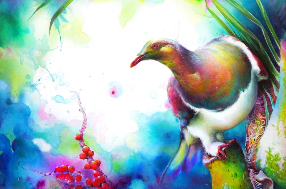 Darina Denali Original - Kereru on the Edge of Discovery