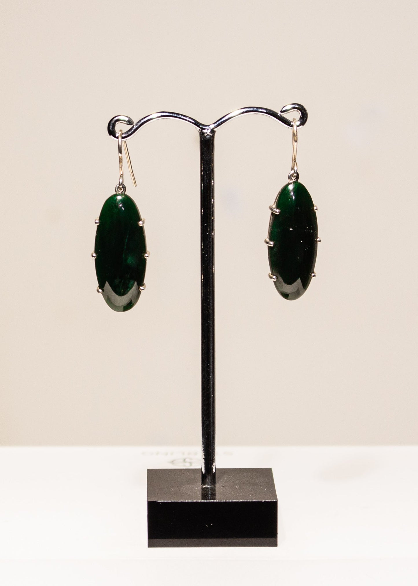 Greenstone Earrings - Drop oval