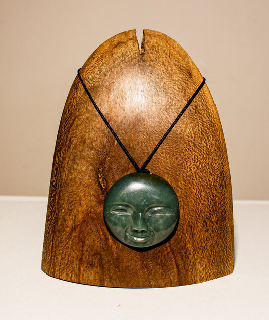 Greenstone face necklace